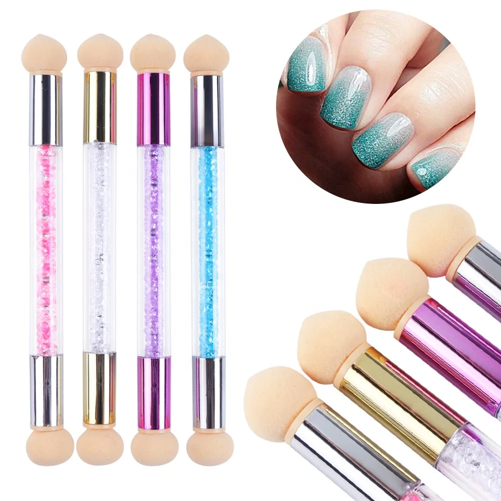 

1 Set Gradient Glitter Powder Nail Brush Sponge Double Head Dotting Pen for Colorful UV Gel Painting Brush Manicure Tool