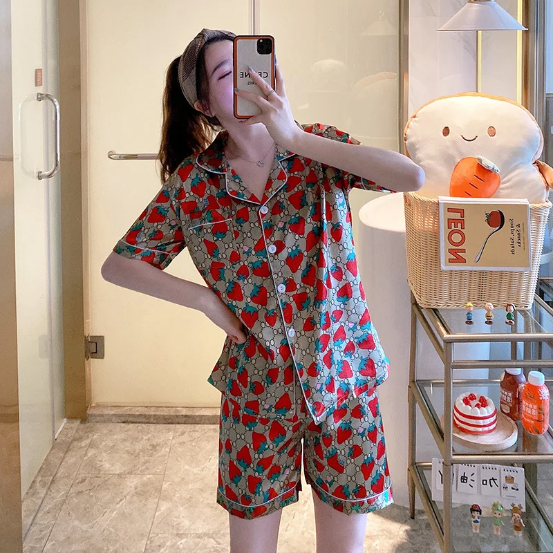 

2021 Luxury Lounge Wear Pijamas De Seda Pillama Mujer Two Piece Pajama Set Designer Inspired Silk Pyjama Satin Women'S Sleepwear