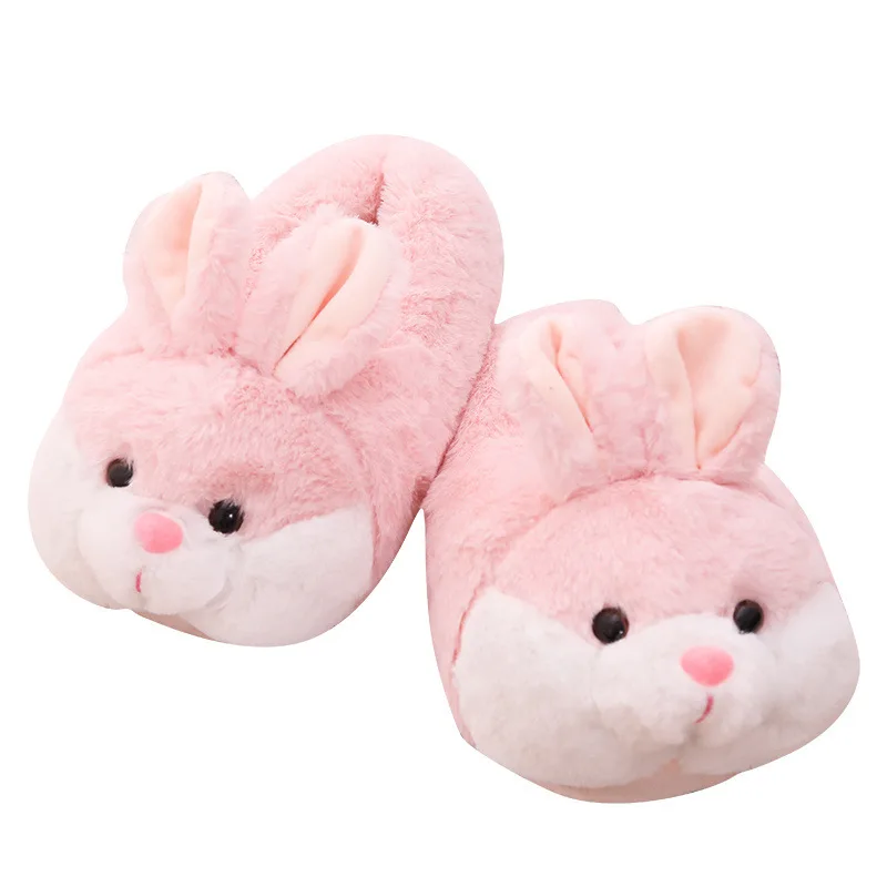

OEM winter warm super soft lovely rabbit plush cotton shoes indoor bedroom for decorative pieces couples, As pictures