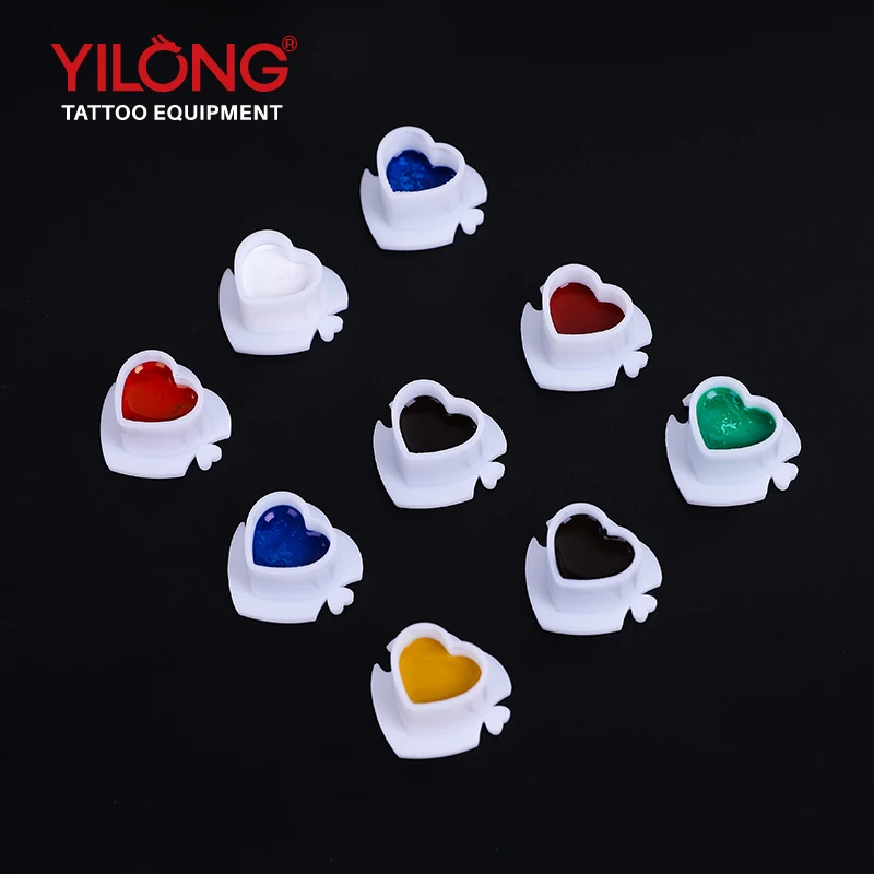 11 Colors Tattoo Ink Cups Wholesale Price Doll Cup Heart Shaped Ink Cup  Skull