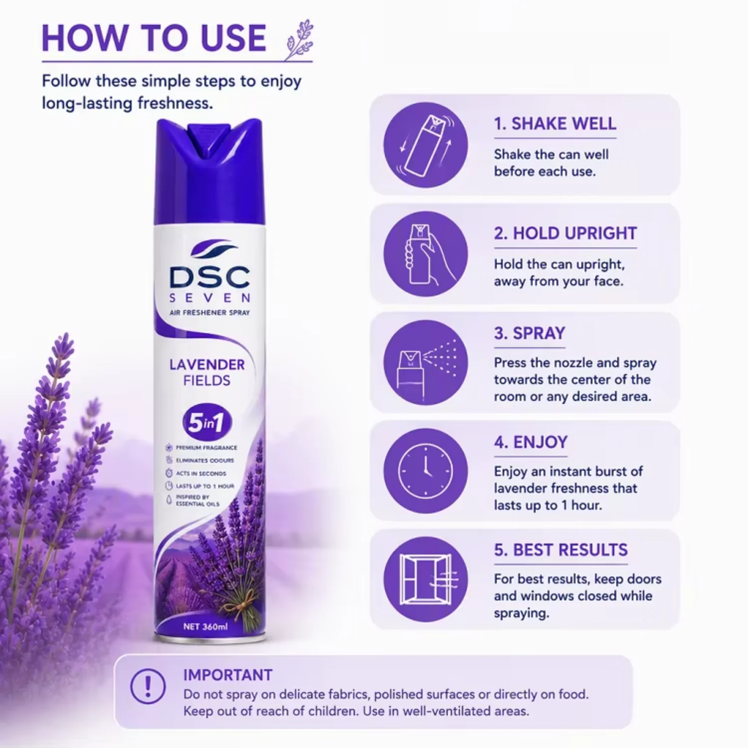 360ml Eco-Friendly Lavender Long Lasting Aerosol Air Freshener Spray Multi Scents Odor Remover