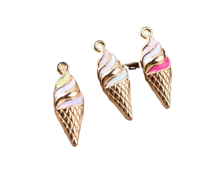 

cute color enamel icecream charms DIY metal alloy icecream charms for bracelet necklace icecream food jewelry accessories