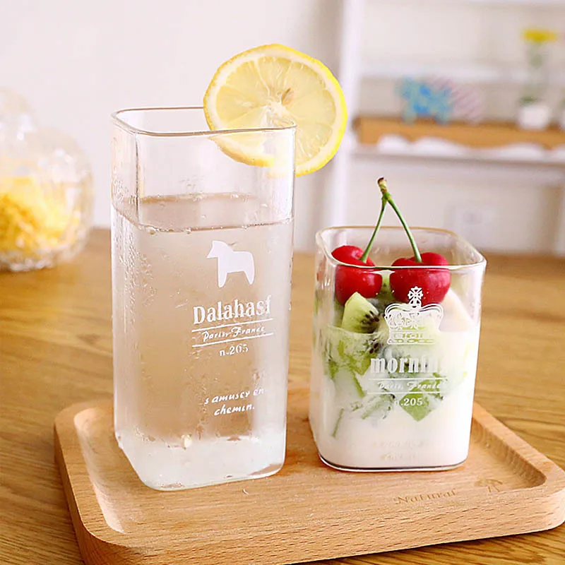 
Healthy transparent borosilicate square drinking glass 