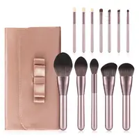 

low moq factory whosale private label 12pcs champagne make up brush set with case