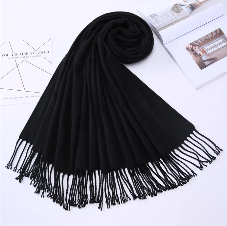 
Winter Fashion custom design colorful solid plaid acrylic cashmere wool scarf Top grade high quality cashmere pashmina scarf 