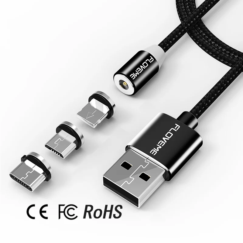 

Free Shipping 1 Sample OK CE FCC RoHS Magnetic USB Charging Cable Smartphone 3 in 1 Magnetic Fast Charger Cable for iPhone, Black/ red/ grey