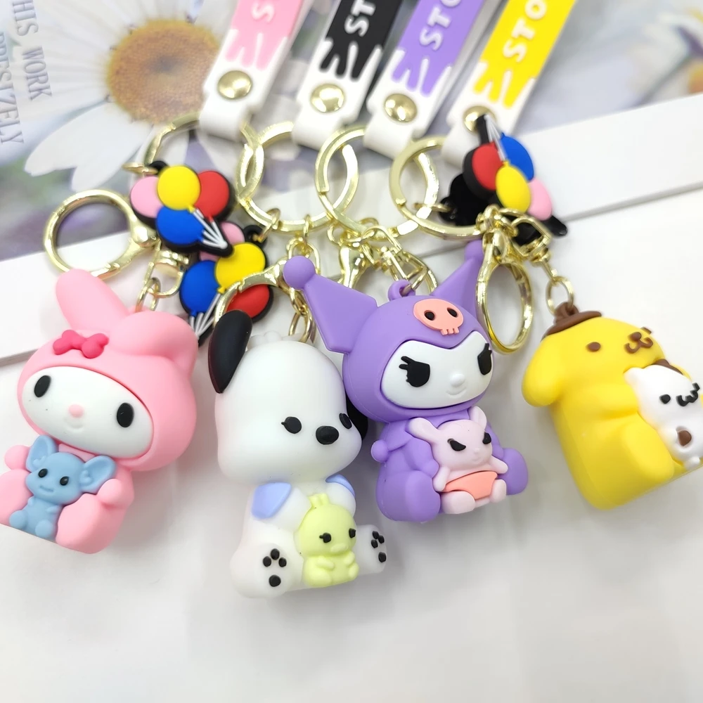 

Cute Kawaii Kuromi Anime Soft PVC Rubber Cartoon Sanrio Keychain Melody Cartoon Keychain Sanrio Rubber PVC Keychain