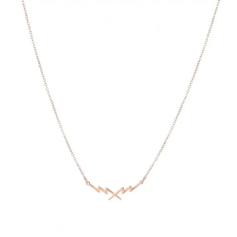 

Minimalist Design Cheap Girls' Stainless Steel Rose Gold Plated Cross Lightning Pendant Necklace