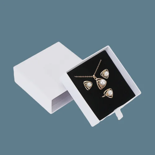 product-Customized paper white cardboard jewelry set box for earrings-Dezheng-img-1