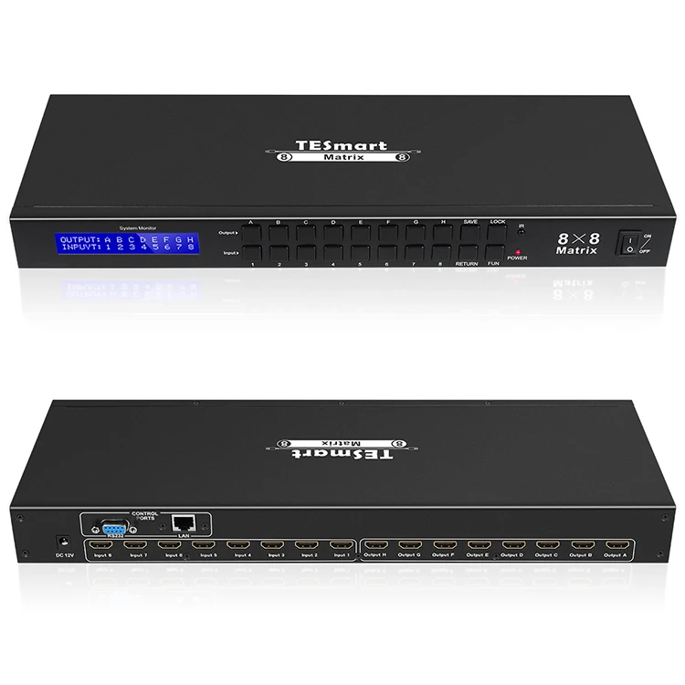 

8x8 4k HDMI Cat5e Matrix Switcher controlled Via RS-232, IP interface