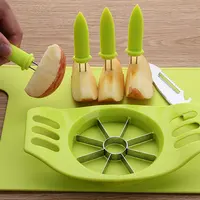 

2019 New Design Kitchen Gadgets Fruit Divider Tool Apple Slicer Corer Cutter Fruit Knife and Fork Set for Promotional Gift