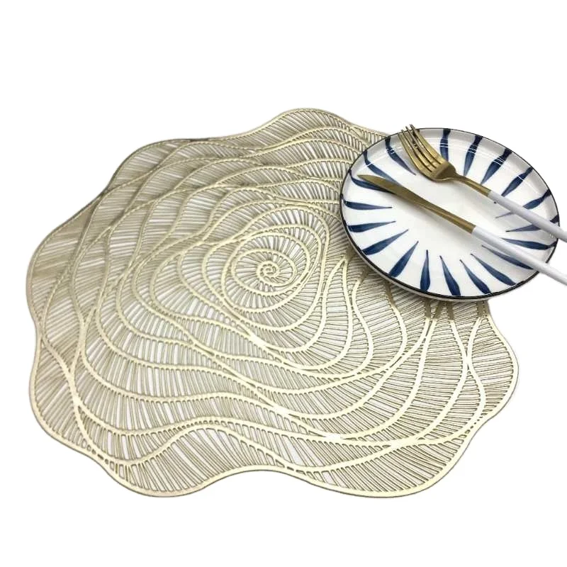 

gold and silver rose flower shape table platemat