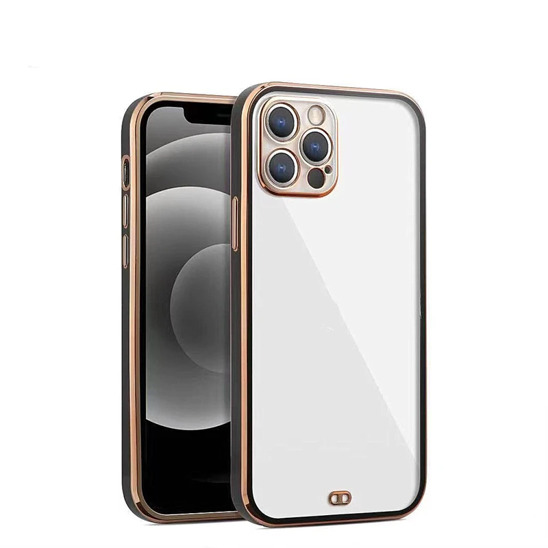 

2021 Hot Phone Case TPU Transparent Mobile Phone Cover Electroplating Metal High Quality Phone Case, Red