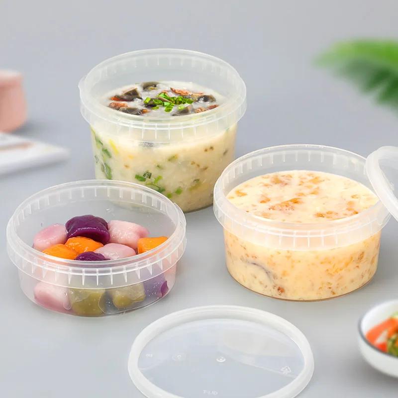 Eco friendly safty closure food tamper evident plastic box round packing lunch bento microwave disposabl food container with lid