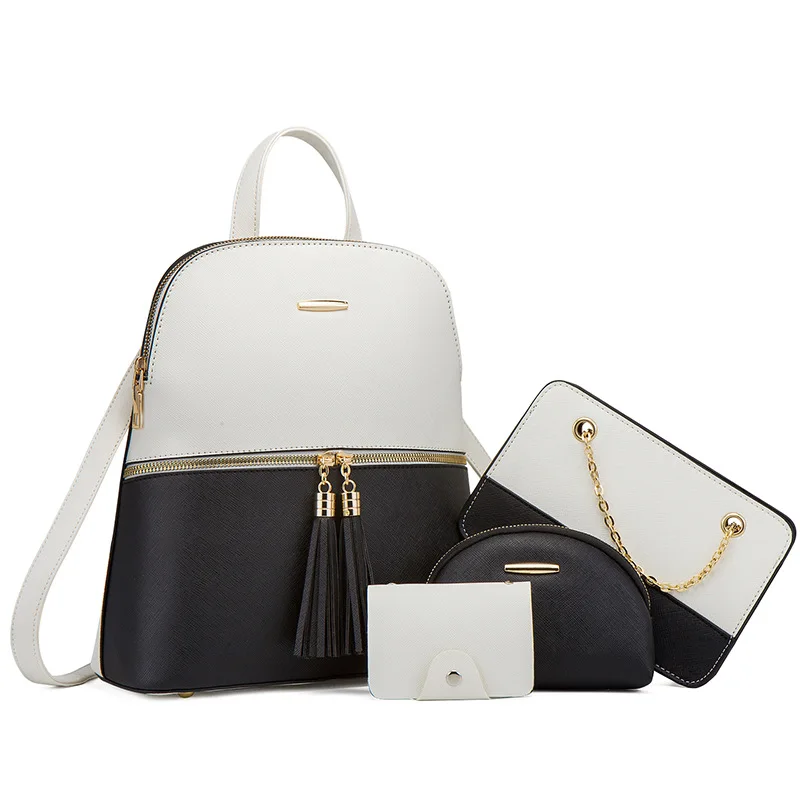 

Fashion Simple High Capacity 4 Pcs Back Pack Hand Bag Women Famous Branded Luxury Designer Ladies Bags Handbag Set Backpack