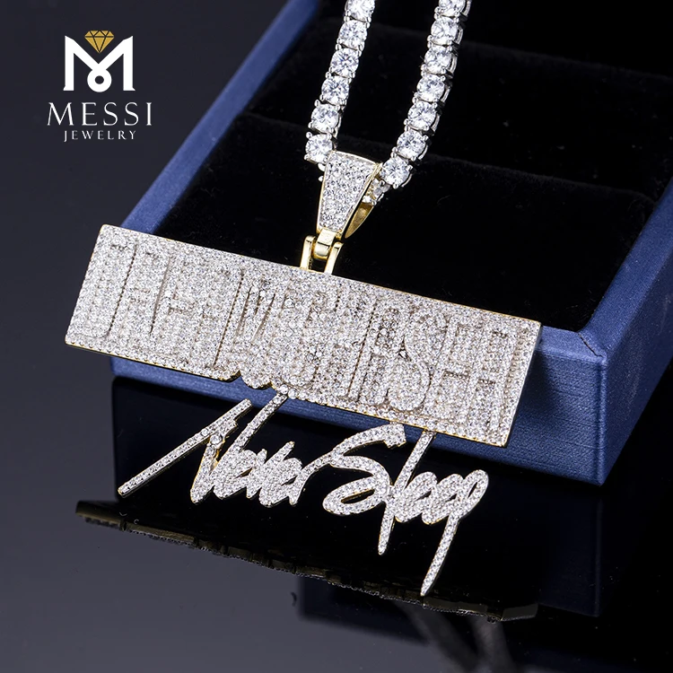 

Messi jewelry personality name letter pendant Iced out moissanite 925 sterling silver hip hop necklace