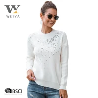 

MOQ 2pcs 2019 womens sequin women mink cashmere sweater for wholesale