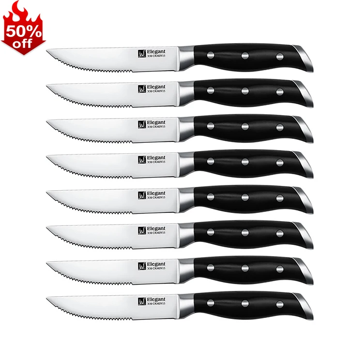 

8Pcs 4.5 inch Stainless Steel Kitchen Knife Meat Cutting Blade Steak Knife Set With POM Handle