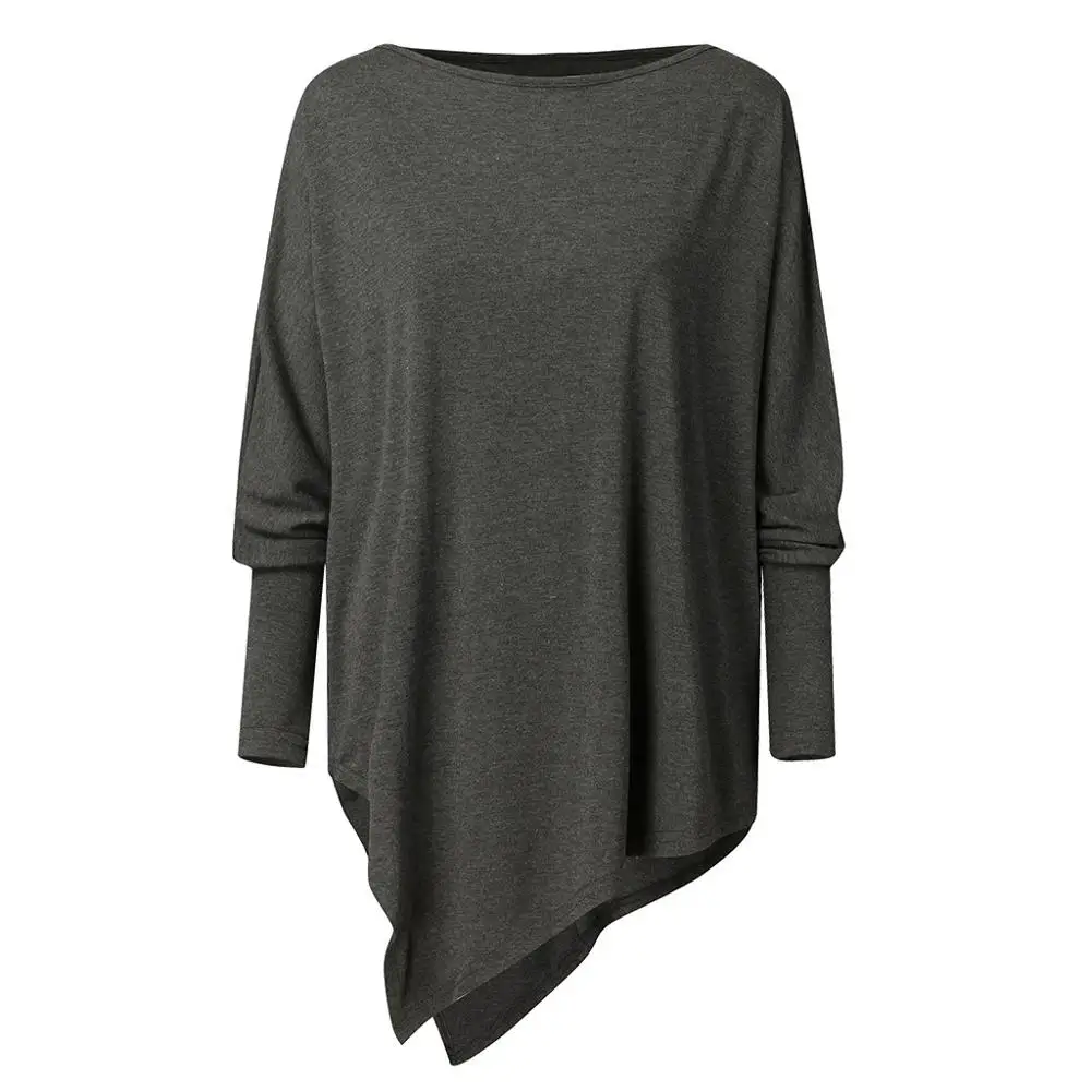 

Irregular Solid Color Pullover Long Sleeve Women'S Casual Shirt Solid Color Sweatshirt Loose Pullover Tops Women