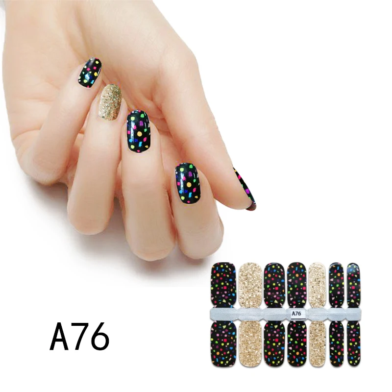 

2020 Factory price TOP Quality New Hot Selling Nail Polish Stickers, 14pcs/strips Nail Wrap, Glitter Nail Art Supplier, Various color