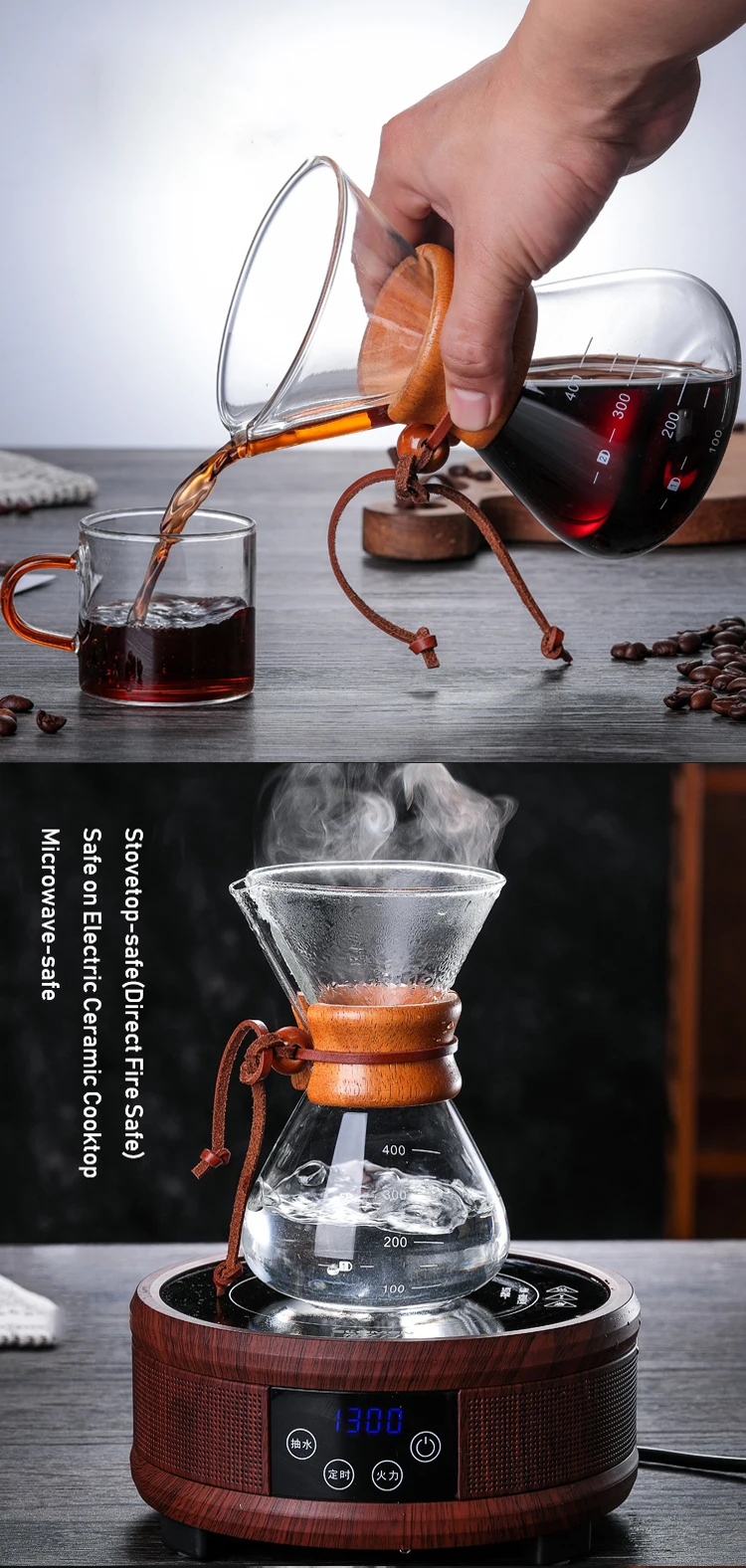Classic Borosilicate Coffee Pot 400ml Glass Coffee Maker Pour Over
