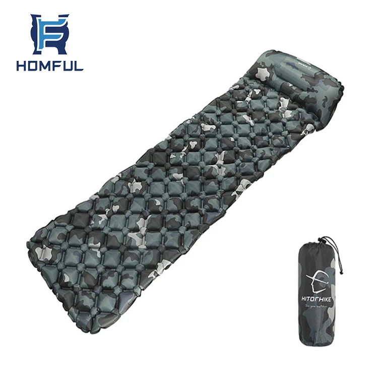 

HOMFUL Outdoor Camping mattress camo inflatable sleeping pad mat with pillow