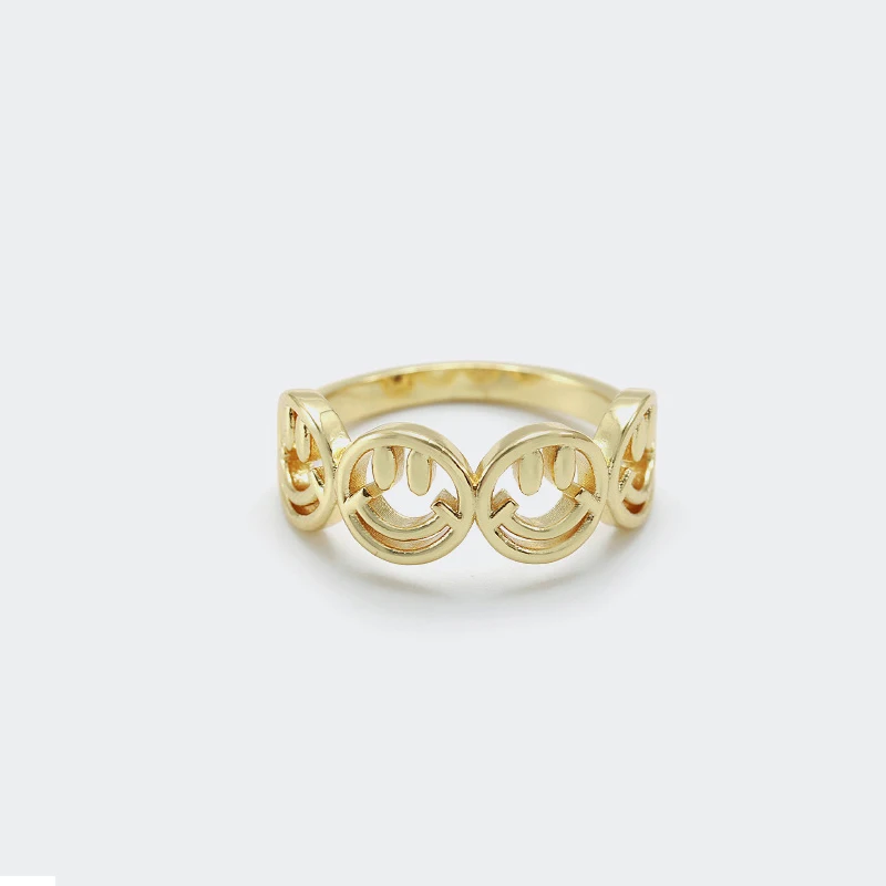

smiley piercing trend fashion gold-plated cute smiley face ring