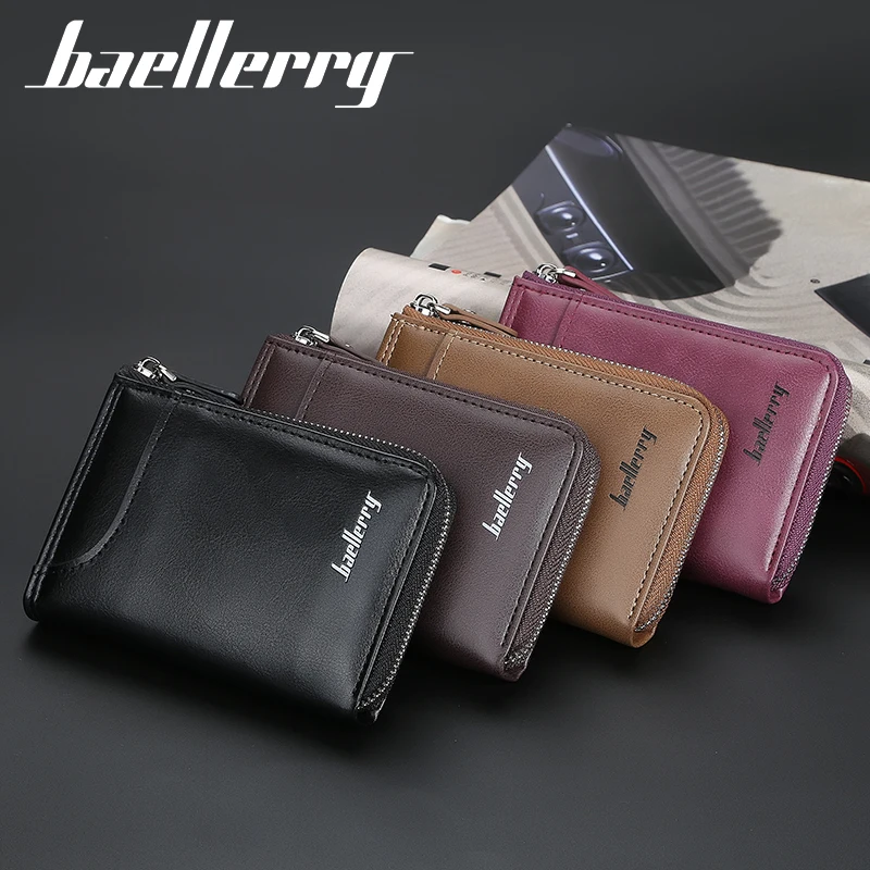 

2022 Baellerry Wholesale Hot Sell Leather Key Case Zipper Men's Wallet Short card holder, 4 colors