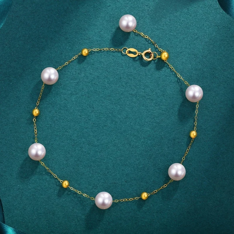 

Wholesale Fashion Elegant Jewelry 18K real Gold Natural Pearl Bracelet for Women