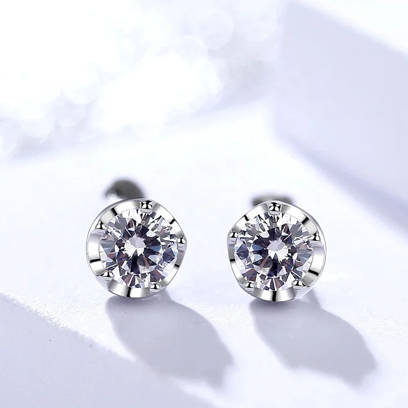 

Fives-claw Diamond Wedding Jewelry 925 Sterling Silver Earring Silver, White, purple