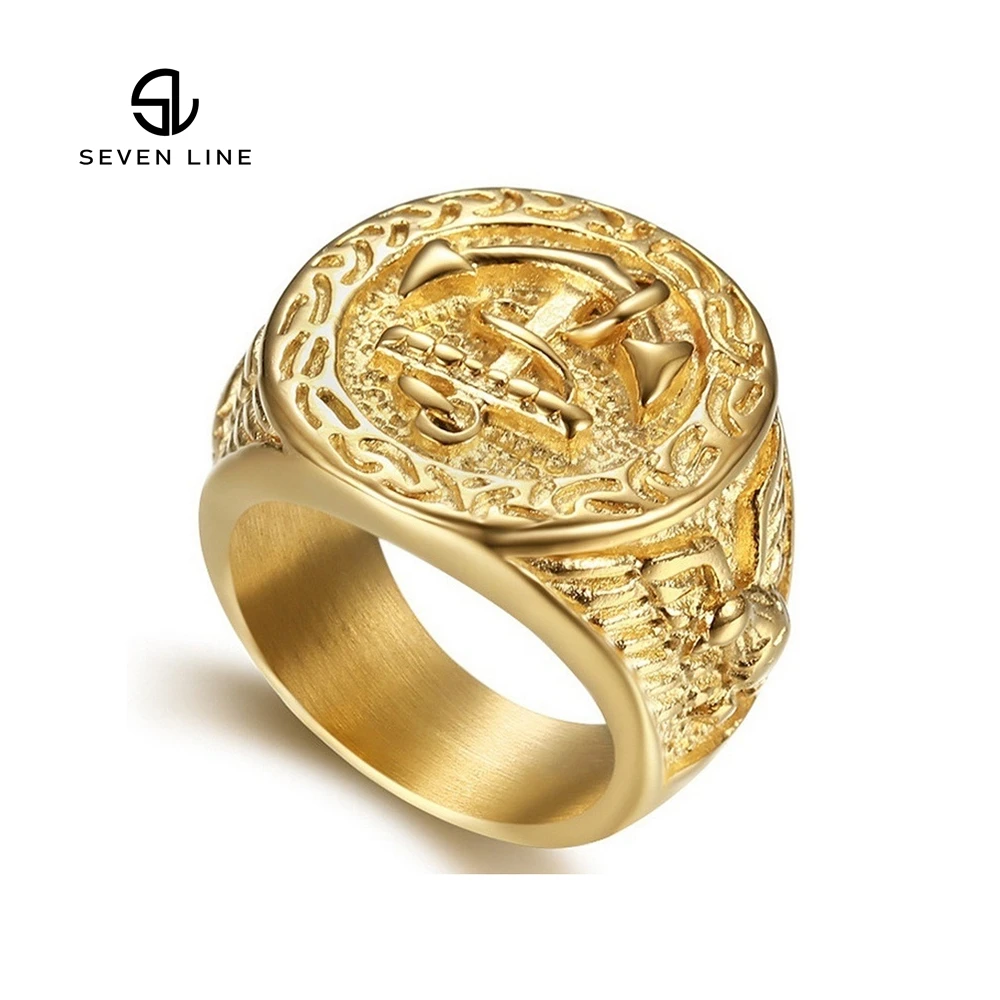 

Factory Direct Sale Punk Style Ring Jewelry Vintage Gold Anchor Men's Fashion Rings