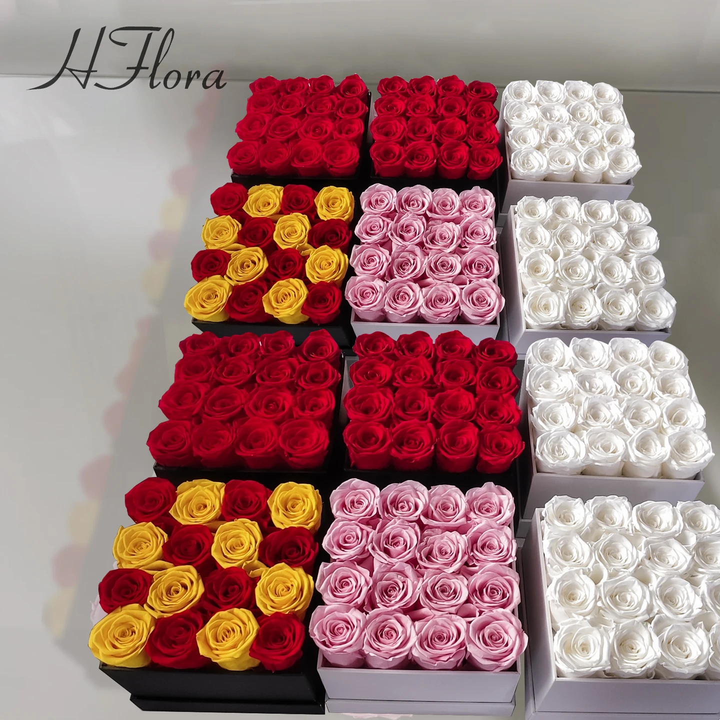 

Hfloral Rosas Preservadas Flor Preservada Al Por Mayor Caja de regalo de flores preservadas personalizadas de alta calidad