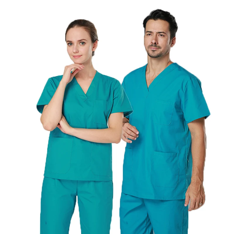 

Solid Color Cotton Fabric Scrub Uniform Sets Women Suit Uniform, Purple,green,blue,black,navy customized color