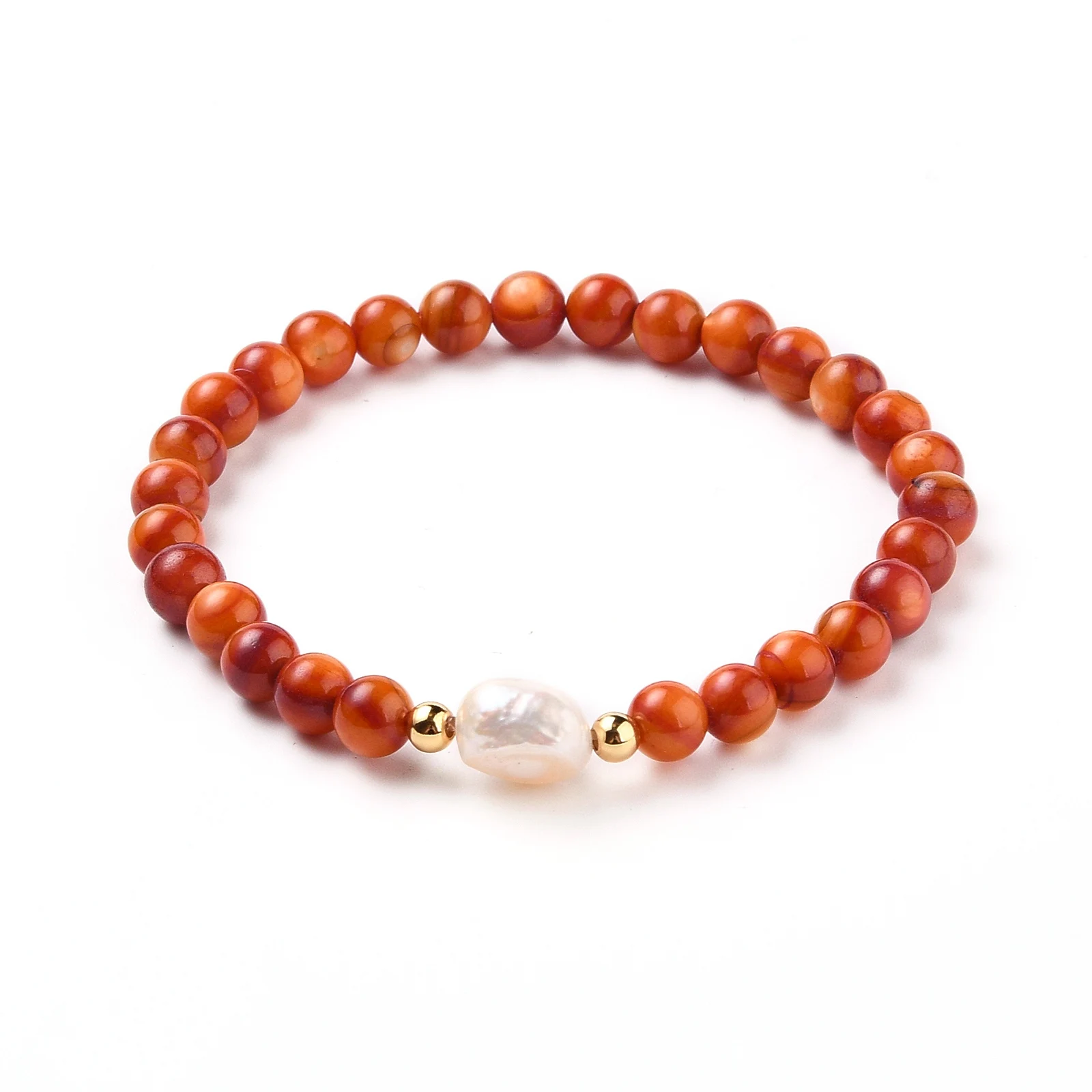

PandaHall Round Dyed Natural Freshwater Shell Stretch Beaded Bracelets