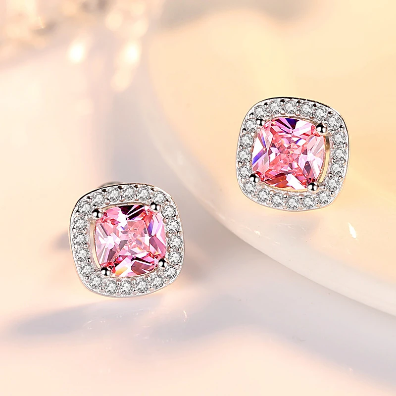 

Stud Earrings Women Silver Plated Fashion Lady Crystal Earring Wholesale