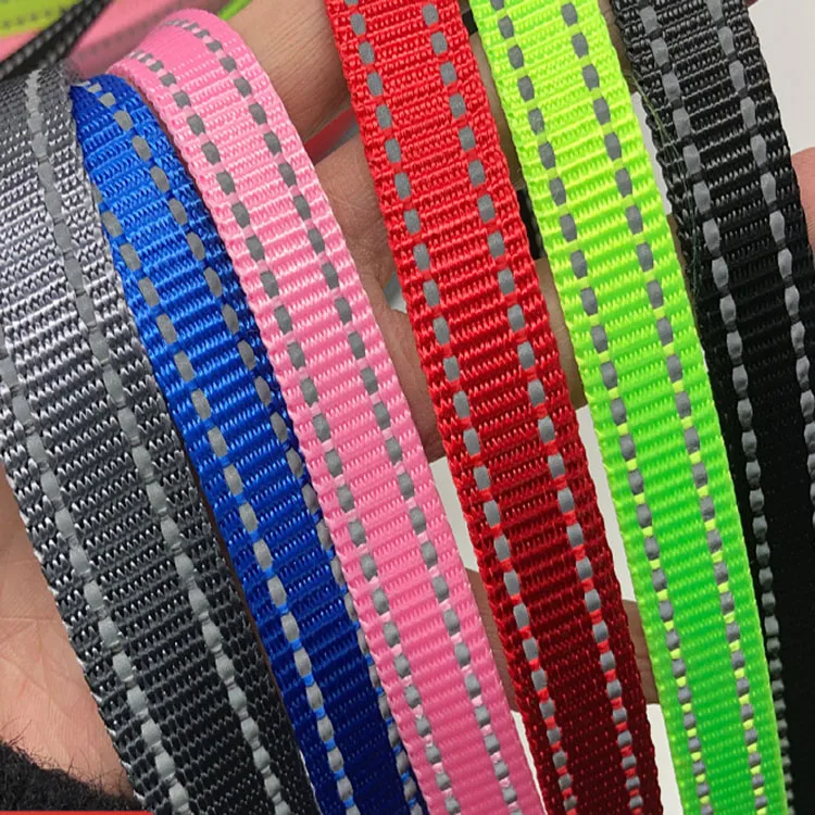 

1.5 cm 2 cm 2.5 cm Nylon Reflective Webbing For Dog Leash Color Reflective Webbing strap, Accept customized color