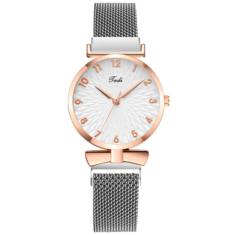 

Magnetic Buckle Alloy Mesh Quartz Wristwatch For Women Diamond Scale Display Luxury Ladies Popular Hand Watches, 6 colors