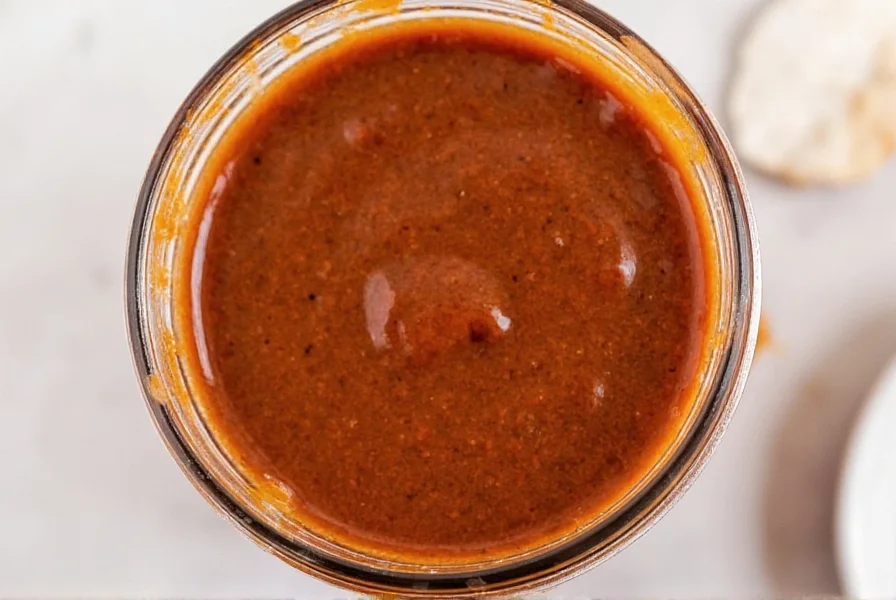 Chipotle chili paste stored in glass jar with oil layer visible on top