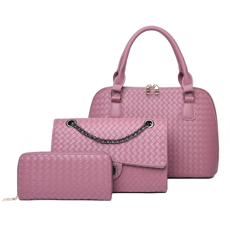 

Fashionable and Cheap Mother Handbag Three-piece Set of Hand Bag Shoulder Cross-slung Multifunctional Women Bag, Pink,black,white,orange,red