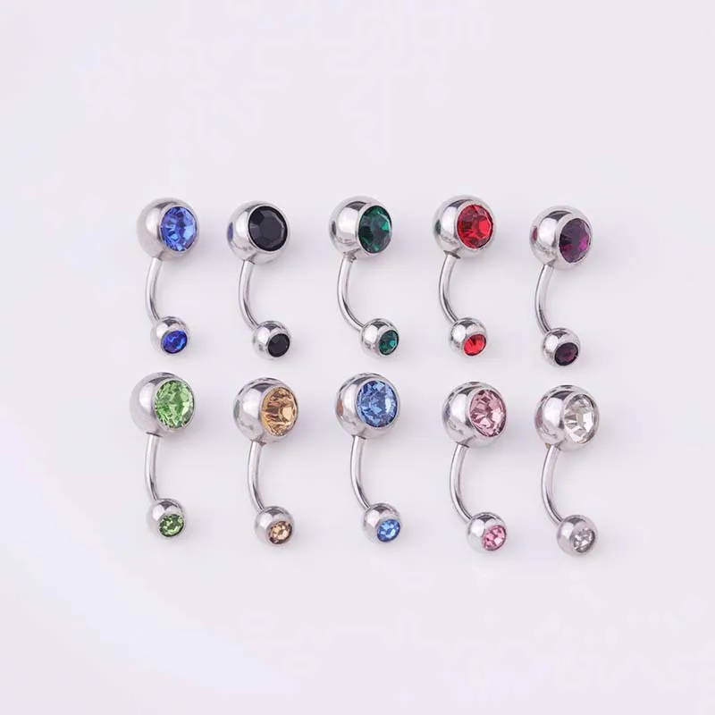 

Pierce 316 stainless steel body accessories belly nail abdomen double drill navel nail navel ring wholesale cute nose rings