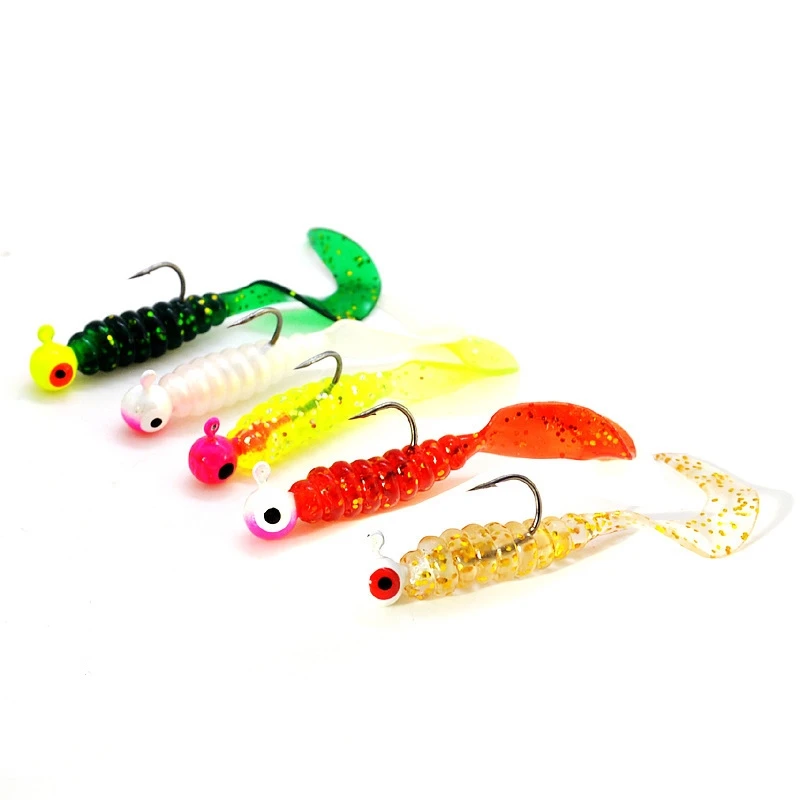 

SNEDA Fishing Soft Lure Combo 17Pcs/set Reel Worm Shad Bait With Lead Head Hook Bionic Maggot Grub Soft Fishing Lure Pesca, Various colors