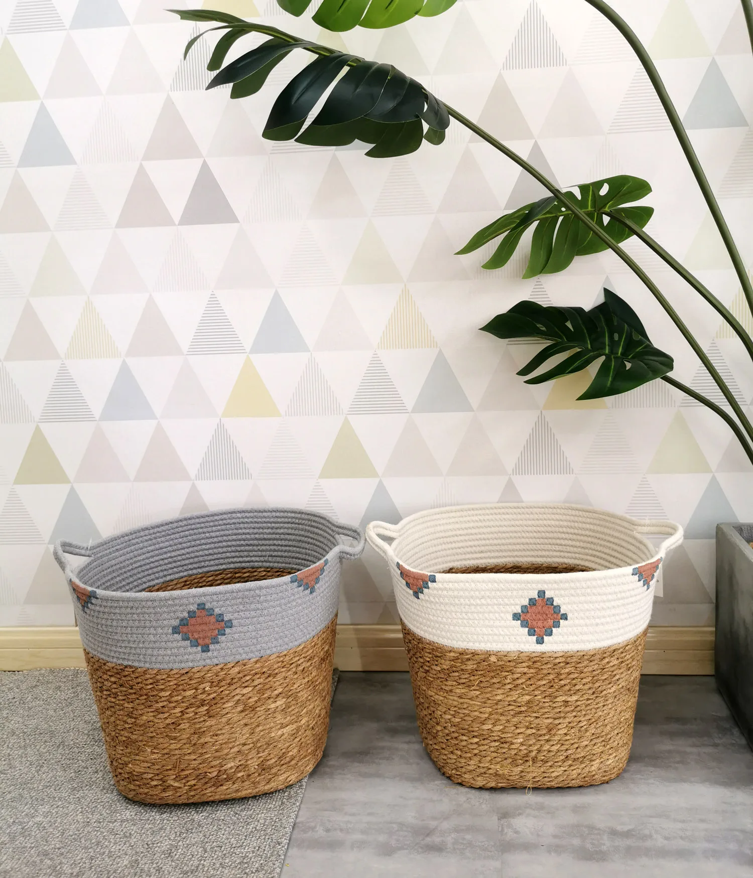 New Product Ecofriendly Home Decorative Woven Rope Seagrass Handmade Cotton Rope Storage Basket