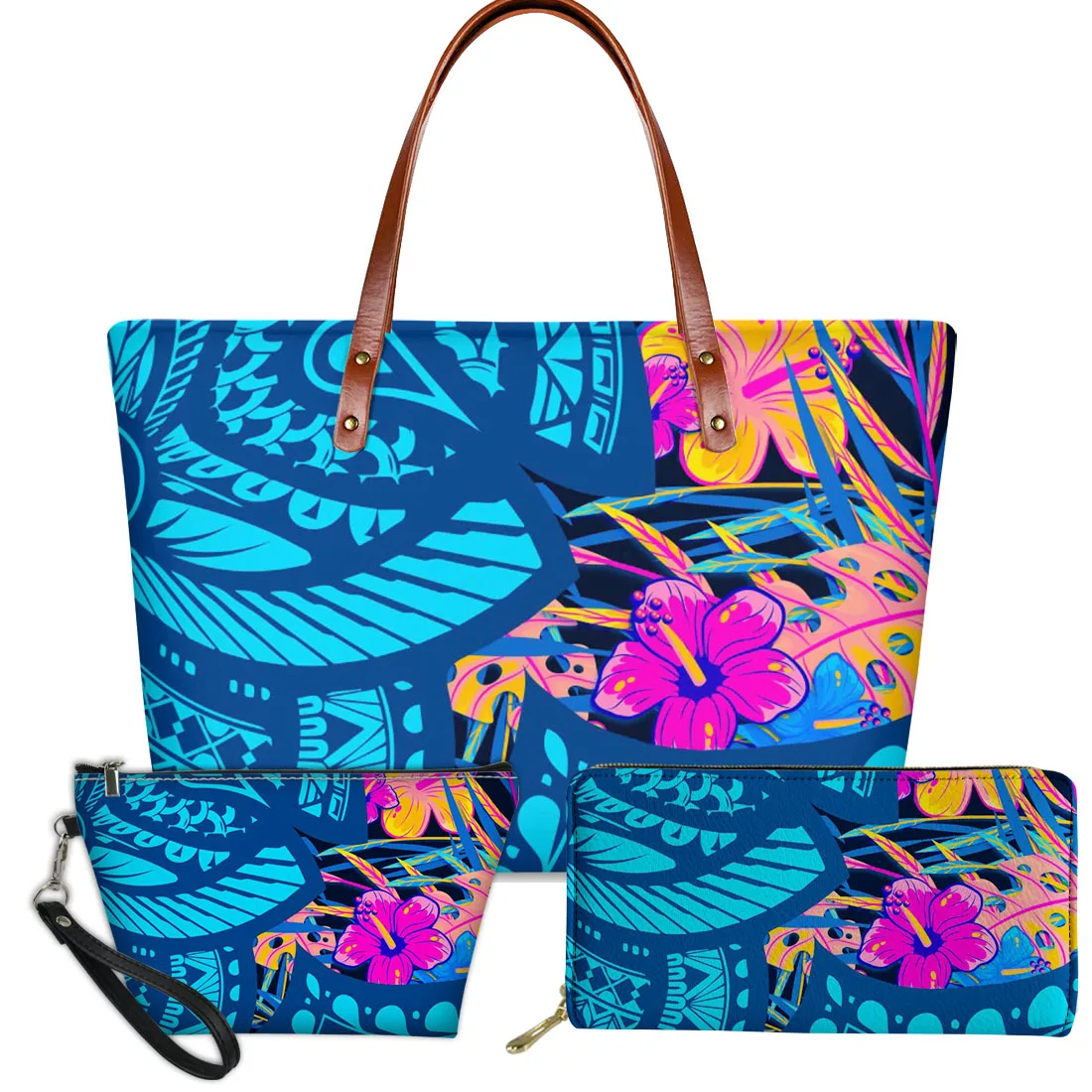 

Tonga Style Polynesian Bag 3 Pcs Custom Print Handbag Cheap Tote Bag &2022 Purses Lightweight Bags Set Women Handbags Ladies