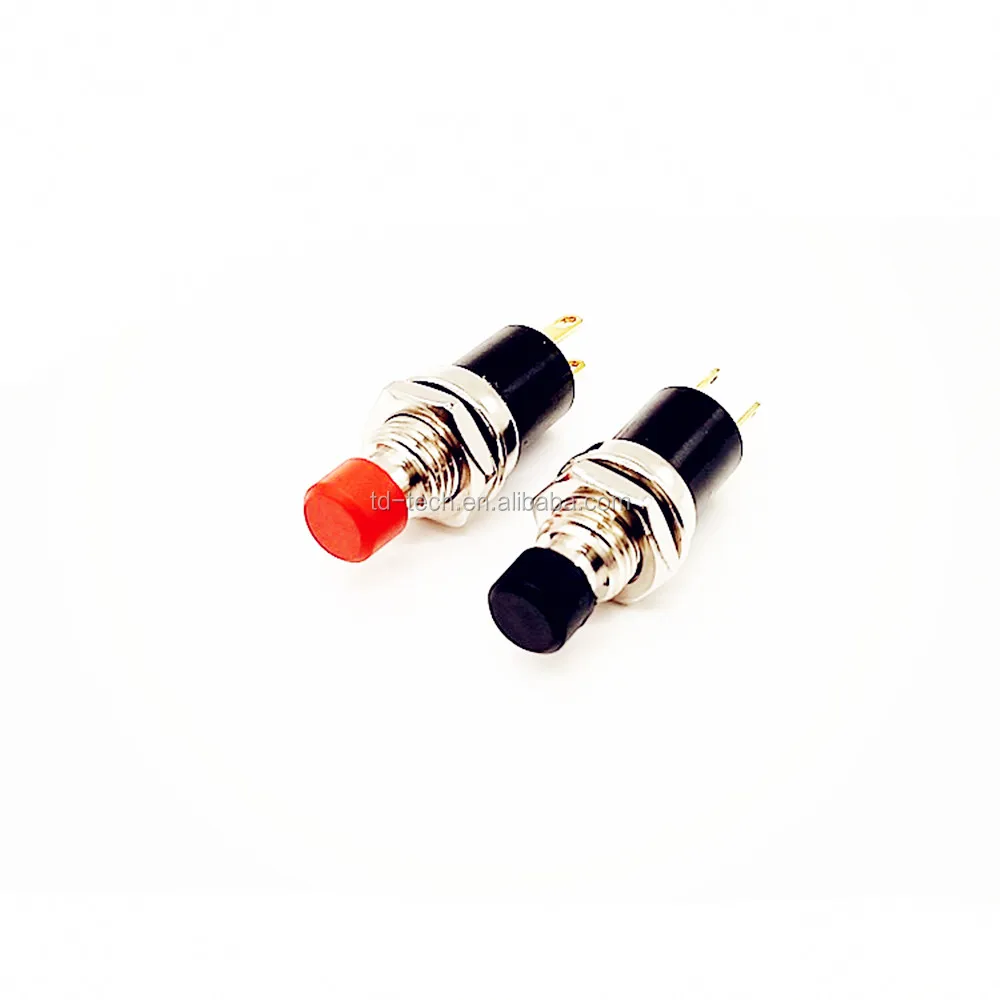 5-Pack PB05A Black 7mm Mini Push Button Switches - 2-Pin Latching ON/OFF SPST (1A 125VAC)