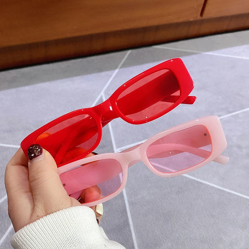 

2022 New colorful jelly color sunglasses fashion square small frame sun glasses female shades wholesale