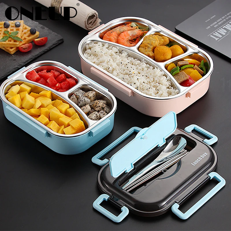 

Portable 304 Stainless Steel Lunch Box 2020 New Hot Japanese Style Compartment Bento Box Kitchen Leakproof Food Container, As photo