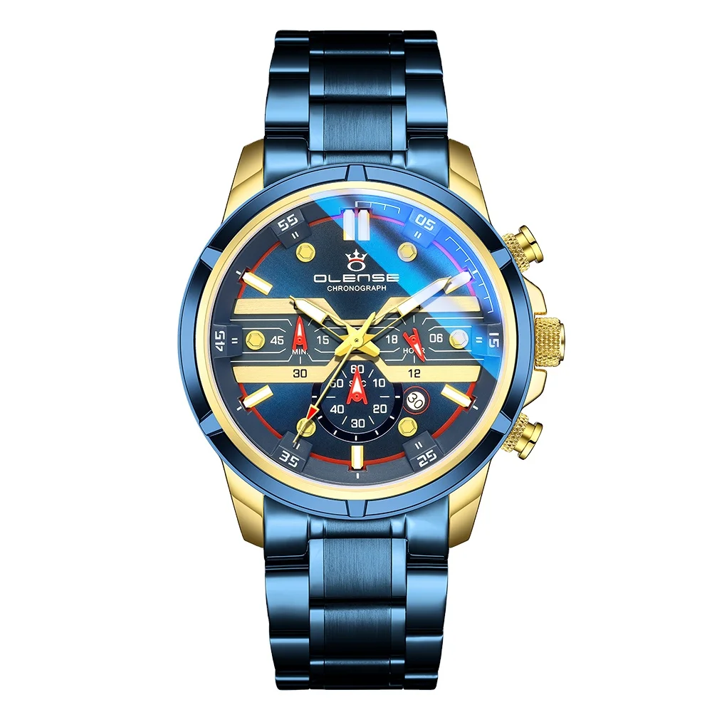 

2021New Premier Sale Sports Multifunctional Stainless Steel Blu-Ray Waterproof Blue Men Quartz Watches Reloj De Moda, 4 colors