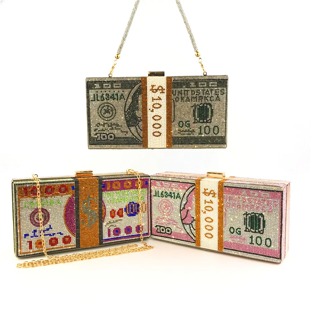

fashion hot selling US dollars chain mobile wallet money purse clutch hand bag, Red/black/green/blue/gray/pink/gold/colorful