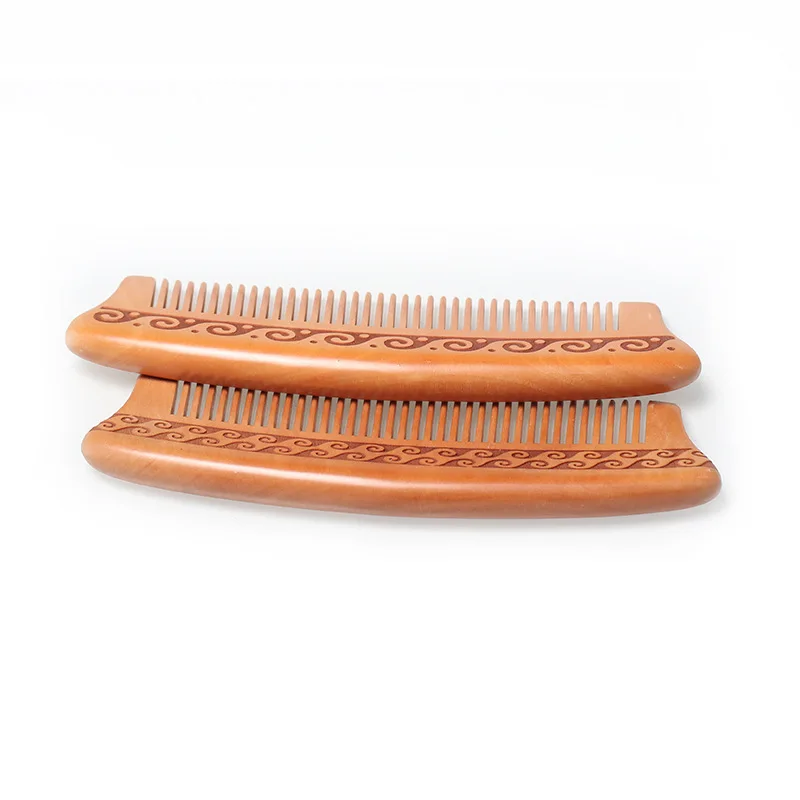 

Peach thick carved wood anti static massage gift comb