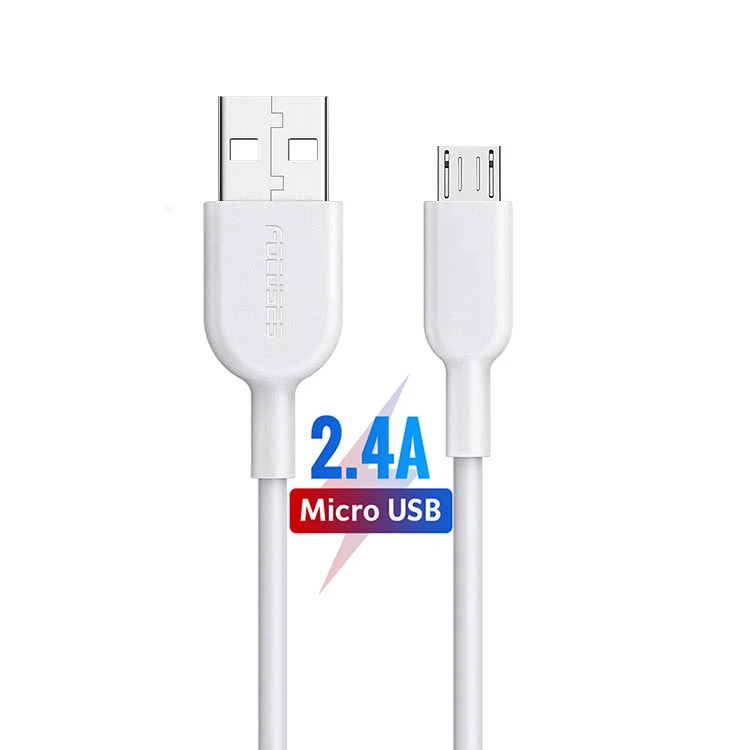 

New 2.4A 28awg 1m 1.2m 1.5m braided micro usb kaartlezer 0.5m socket 90 osmo pocket anker adaptador 2.5mm micro usb data cable, White, black/oem